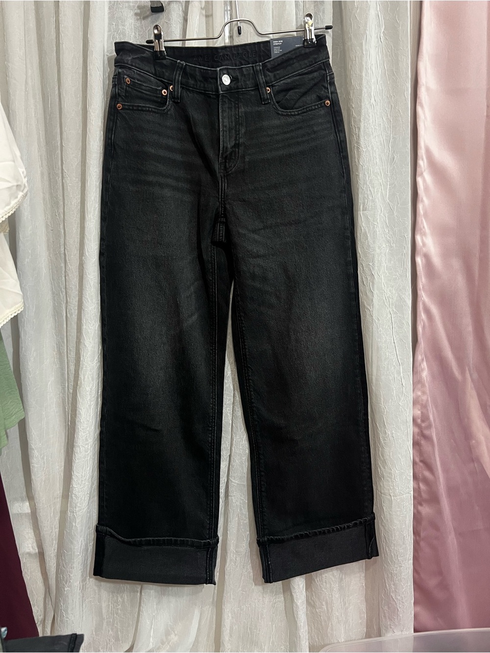 American Eagle Outfitters Black Relaxed Wide-Leg Jeans